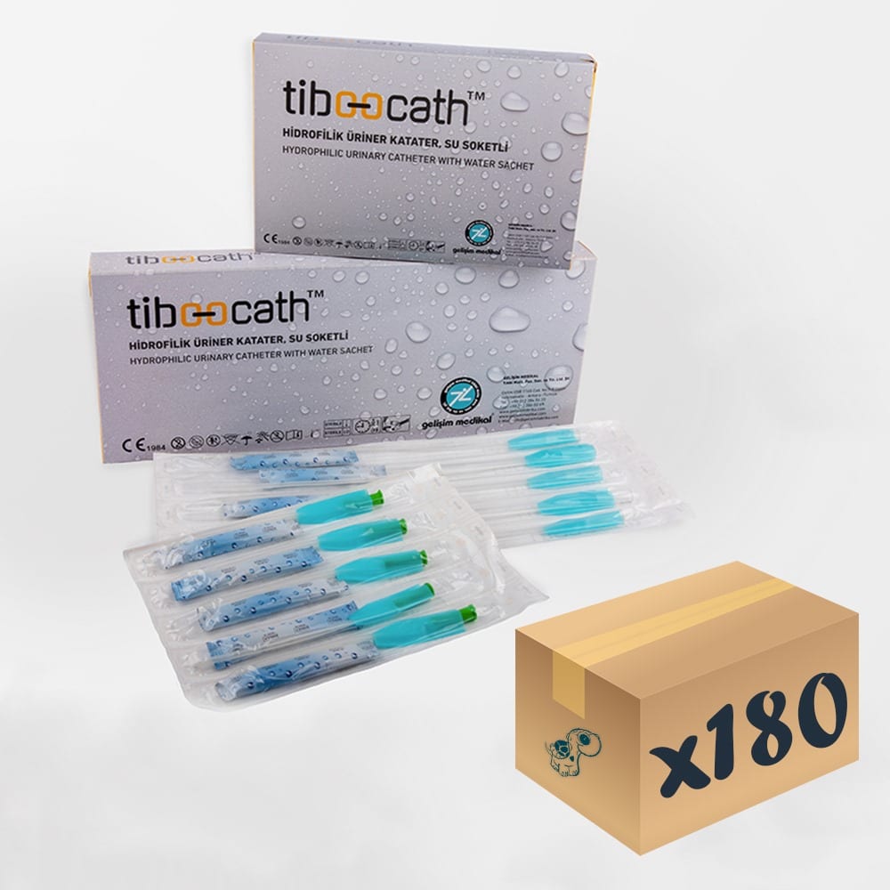 TibooCath Kendinden Kayganlaştırıcılı Su Soketli Steril Jelli Sonda CH 14-40 180’li Kutu