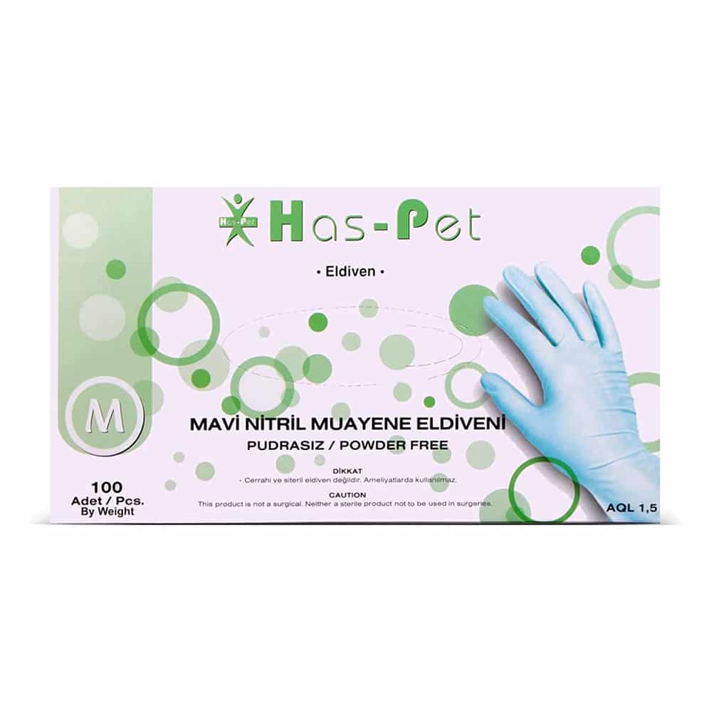 Has-Pet Mavi Nitril Eldiven 100 Adet Medium