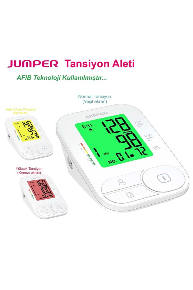Jumper Dijital üst Koldan Ölçer Tam Otomatik Tansiyon Aleti Renkli Ekran JPD-HA200C 8
