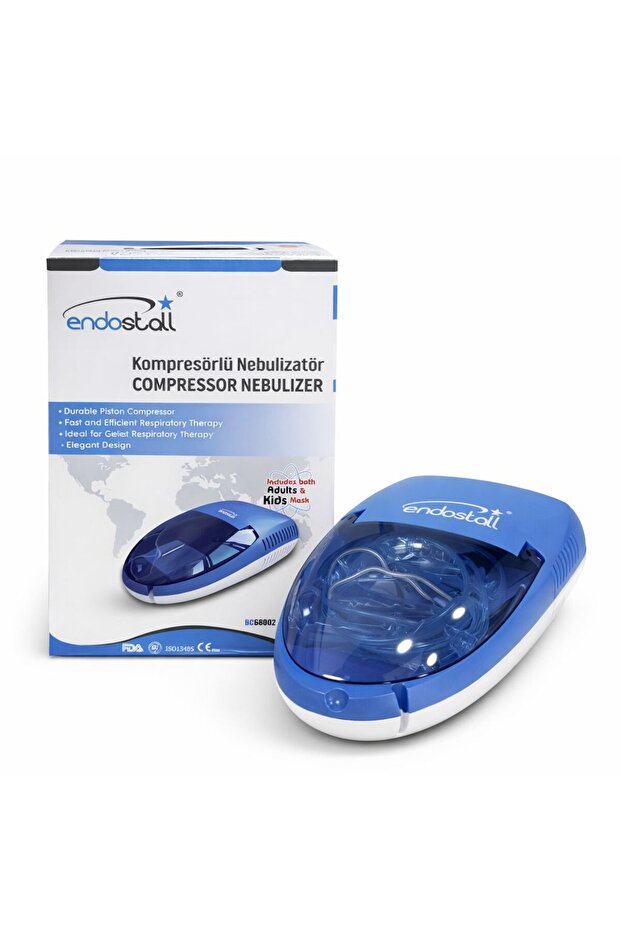ENDOSTALL Kompresörlü Nebulizatör – Yetişkin & Çocuk Maskeli Buhar Makinesi