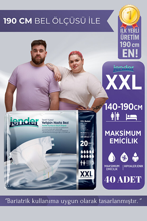 JENDER Bel Bantlı Hasta Bezi XXL 20'li 2 Paket