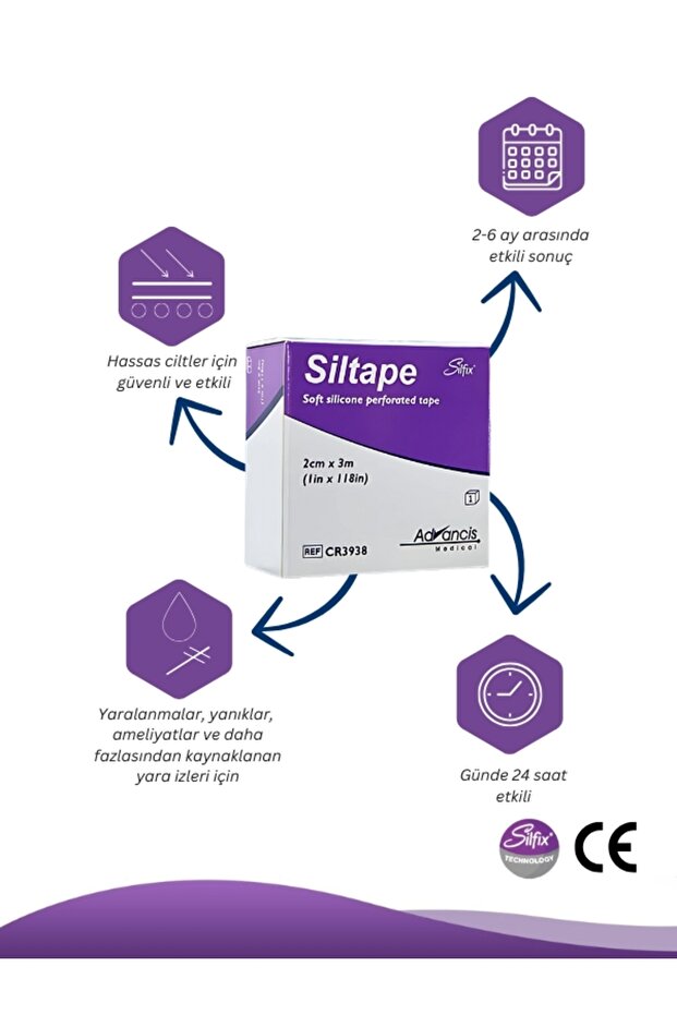 Advancis Medical UK Siltape Soft Silikon Bant Estetik Keloid Yanık Sezaryen Dikiş Ameliyat Izi Giderici 2cm X 3mt 7