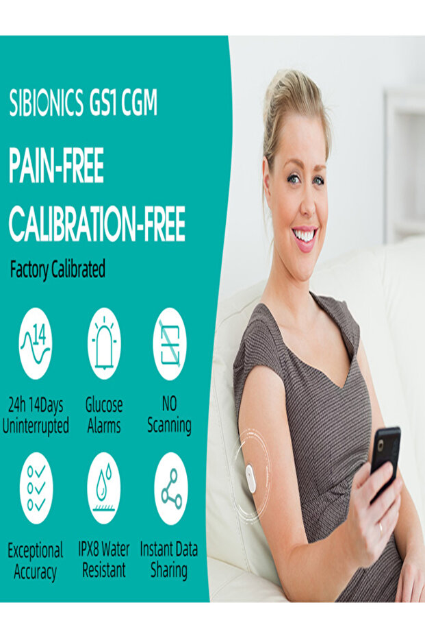 SIBIONICS 14 Günlük Sürekli Glukoz Takip Sensörü (şekeriniz düşmeden yapay zeka ile uyarı verir) 5