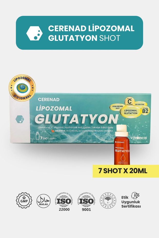 Cerenad Glutatyon, Lipozomal Glutatyon, Lipozomal C Vitamini, Hyaluronik Asit 20ml X 7 Shot Içilebilir