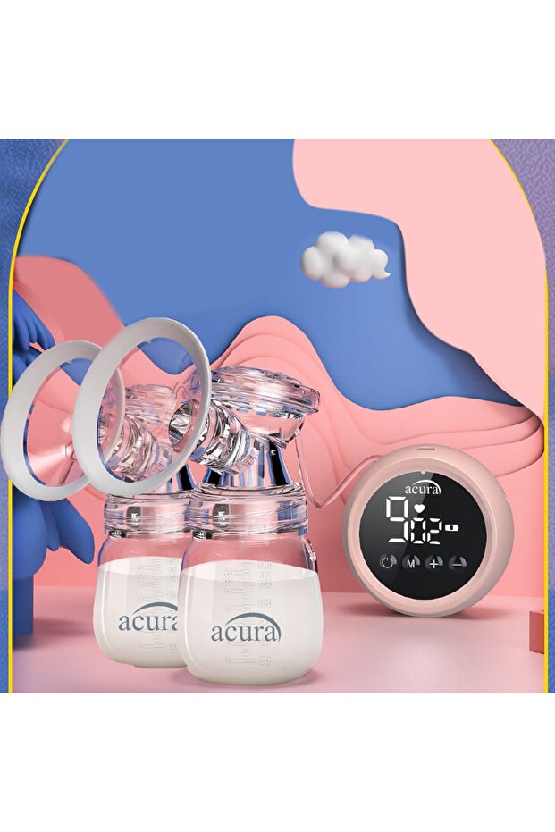 Acura AC-3020 Şarjlı, LCD Ekranlı, Biberon Özellikli Çiftli Göğüs Pompası
