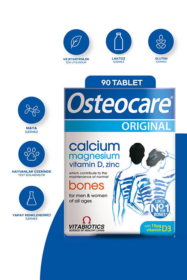 Osteocare Kalsiyum, Magnezyum, Çınko, D vitamini Içeren Kemik Saglıgı Vitaminı 90 Tablet