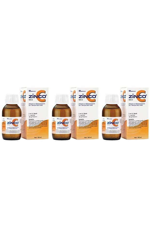Zincomega Zinco C 5 mg Şurup 100 ml 3 Kutu