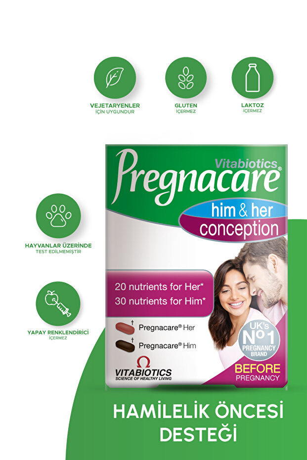 Pregnacare Folik Asit,Sibirya Ginsengi,Demir,Magnezyum İçeren Hamilelik Öncesi Kadın ve Erkek Destek Vitamini