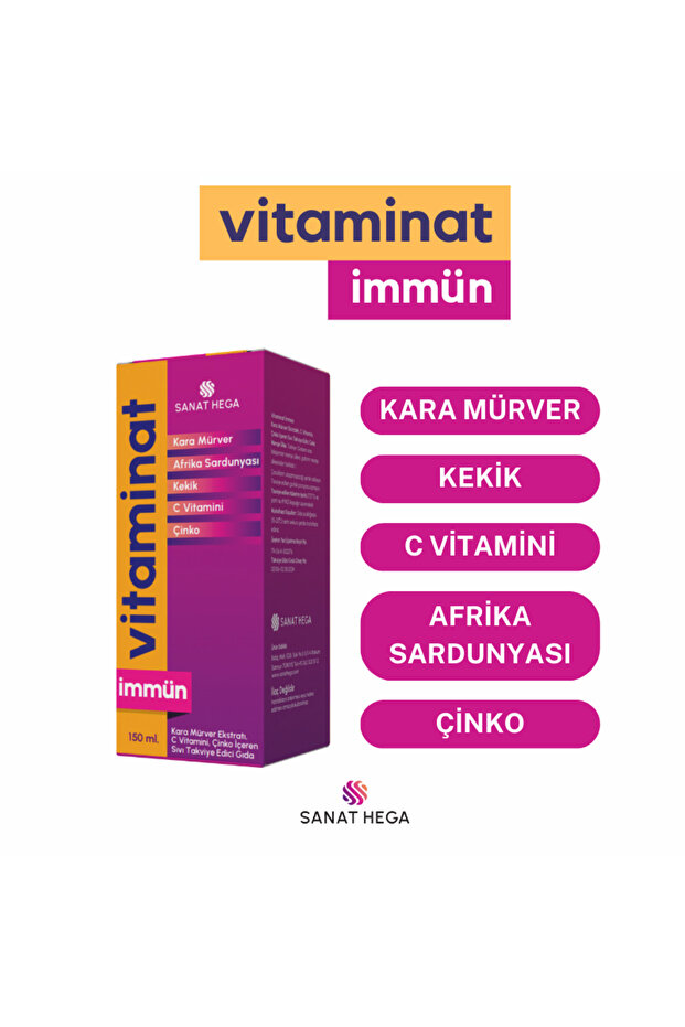 Sanat Hega Vitaminat Multi L-Arjinin, Multivitamin, Multimineral İçeren Sıvı Takviye Edici Gıda 150 ml