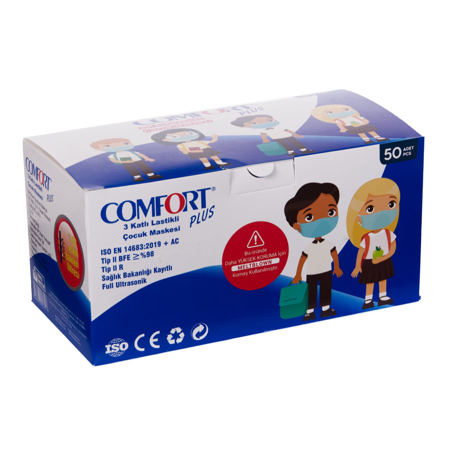 Comfort Plus  3 Katlı Cerrahi Full Ultrasonic Maske Çocuk Meltblown lu - 3