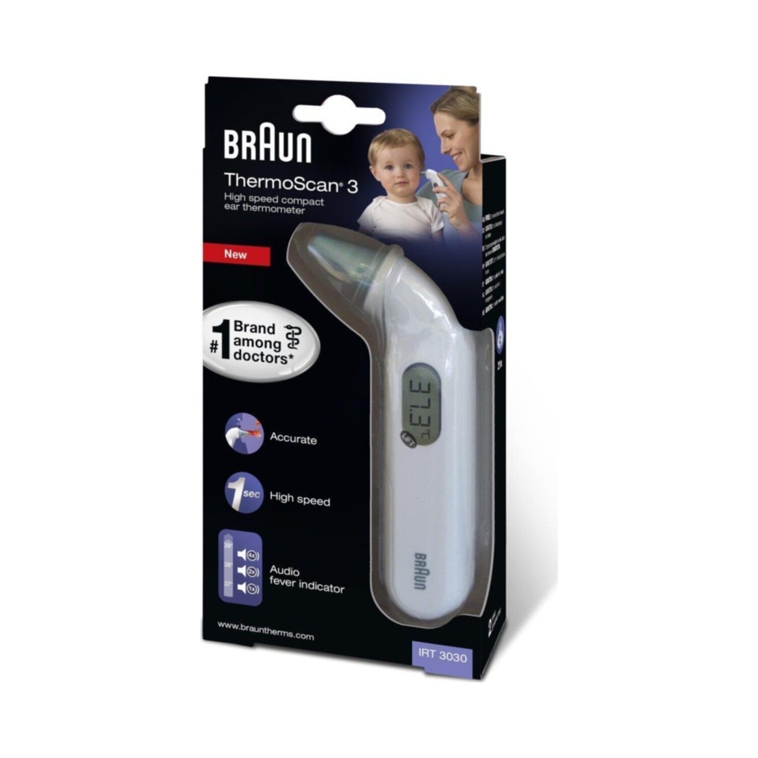 Braun Thermoscan 3 IRT3030 Kulaktan Ateş Ölçer Beyaz Ergonomik Tasarım ve Hızlı Ölçüm Özelliği - 2