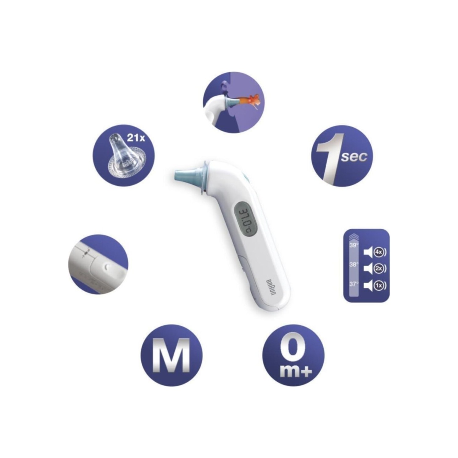 Braun Thermoscan 3 IRT3030 Kulaktan Ateş Ölçer Beyaz Ergonomik Tasarım ve Hızlı Ölçüm Özelliği - 3