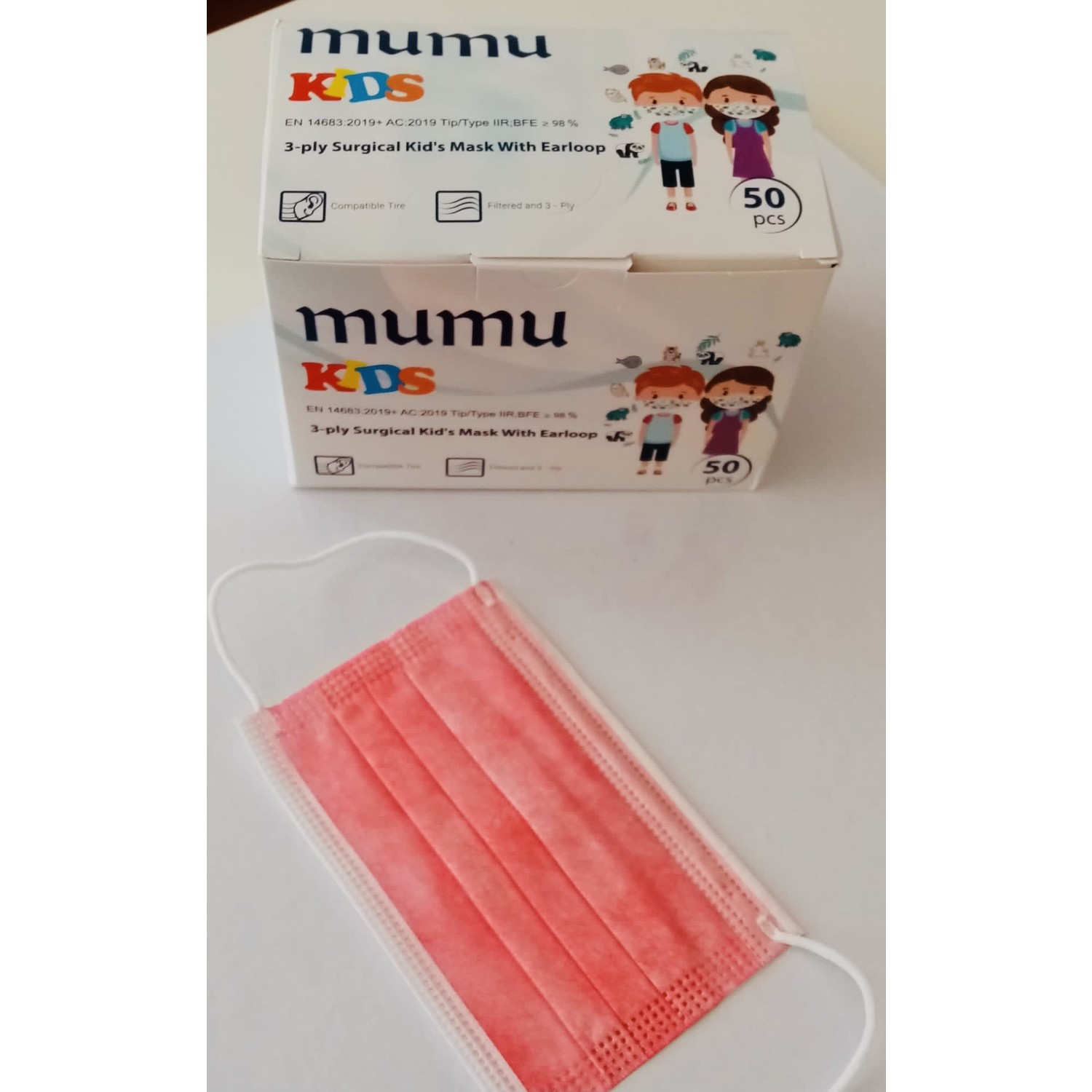 Mumu Pembe Kız Çocuk Maskesi 5 x 50 - 5