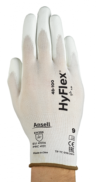 Ansell- HYFLEX® 48-100 Beyaz Tam Kaplı Sensilite Poliüretan Kaplı Hassas İş Eldiveni 1 Çift (6 Beden / XS) - 1