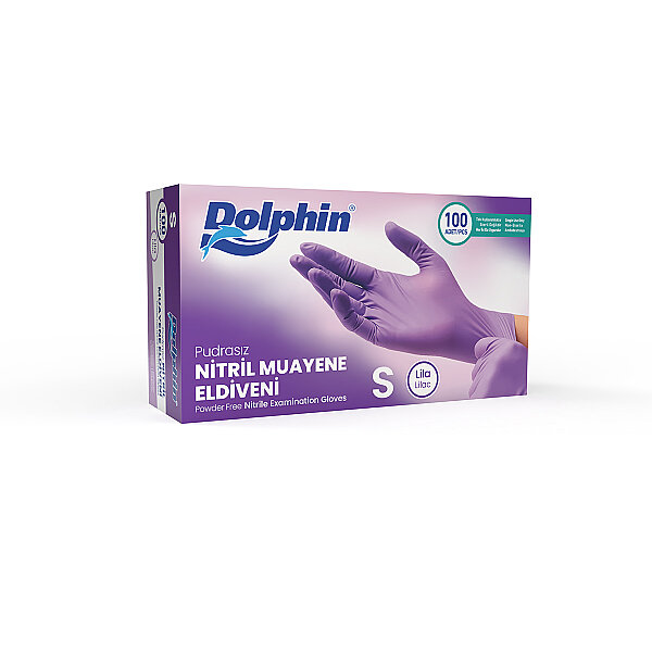 Dolphin Lila Nitril Muayene Eldiveni S Beden 100 Adet - MDR - 1