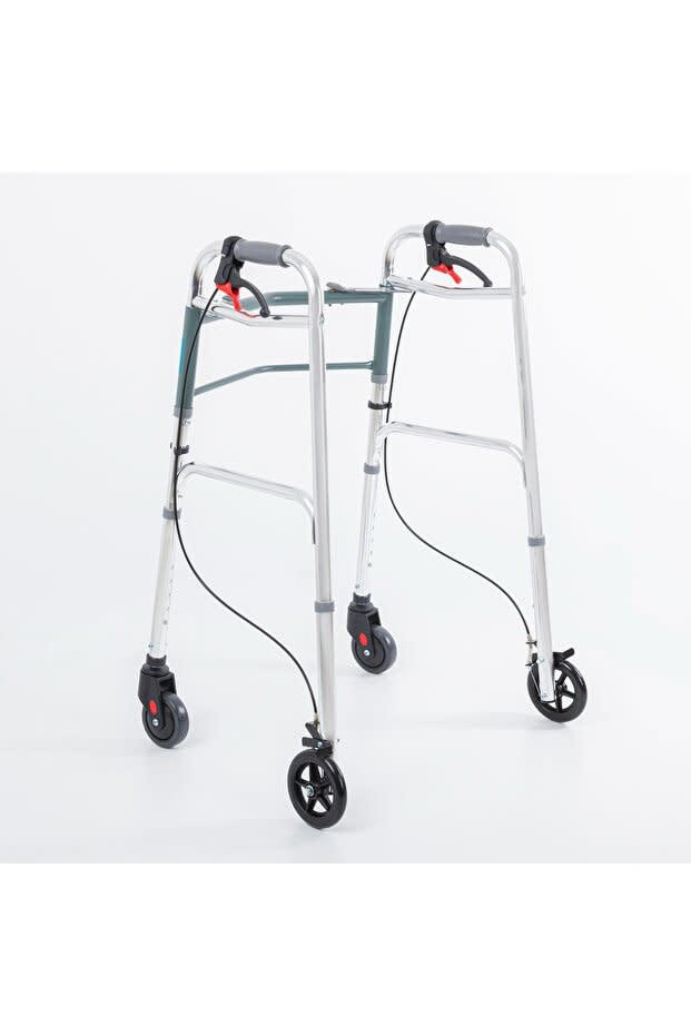 Comfort Plus Kf8220l-5 Alüminyum 4 Tekerlekli Walker Yürüteç Büyük Tekerli Frenli Hasta Yürüteci Tekerli 4