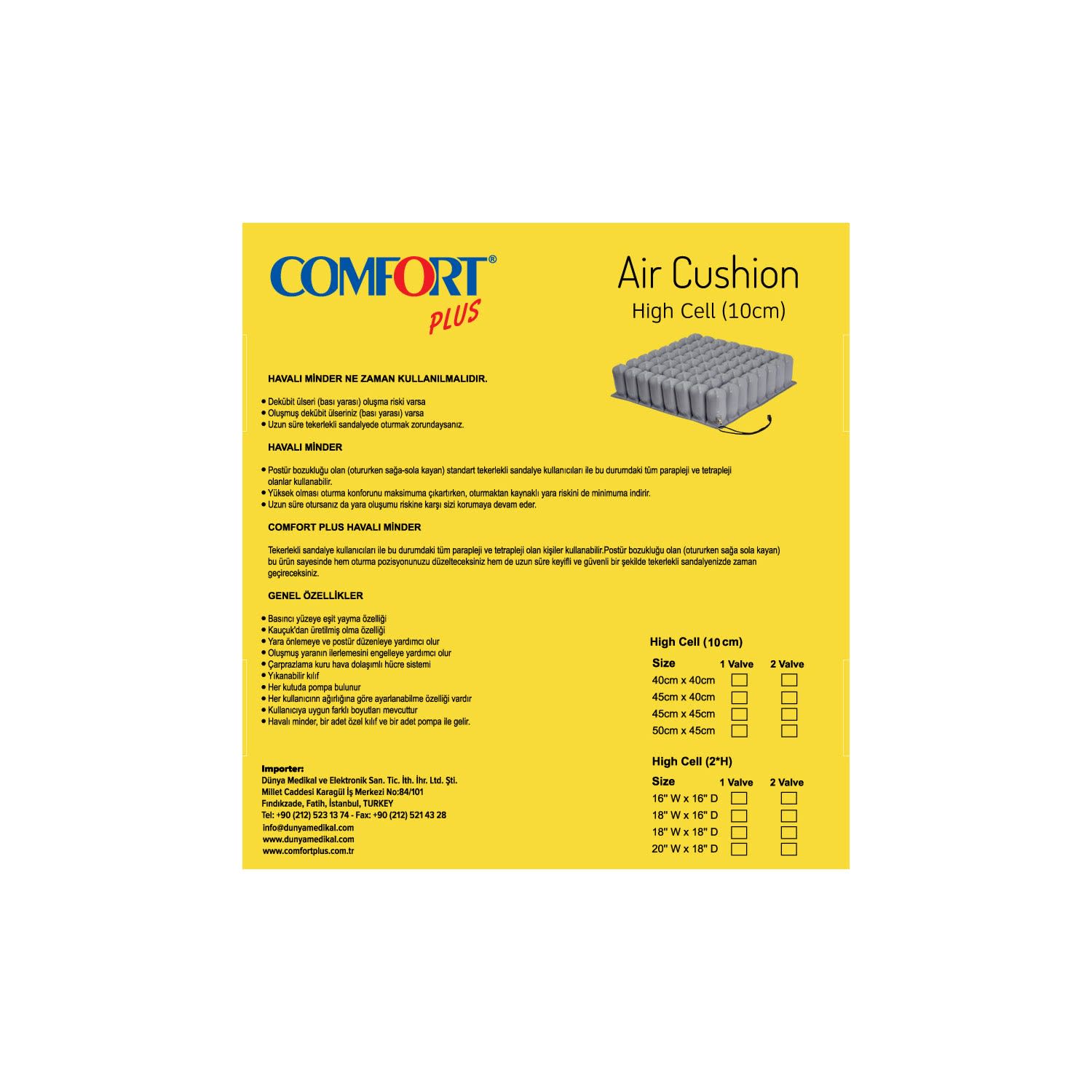 Comfort Plus DM-140 Havalı Oturma Minderi 40x40x10 cm 3