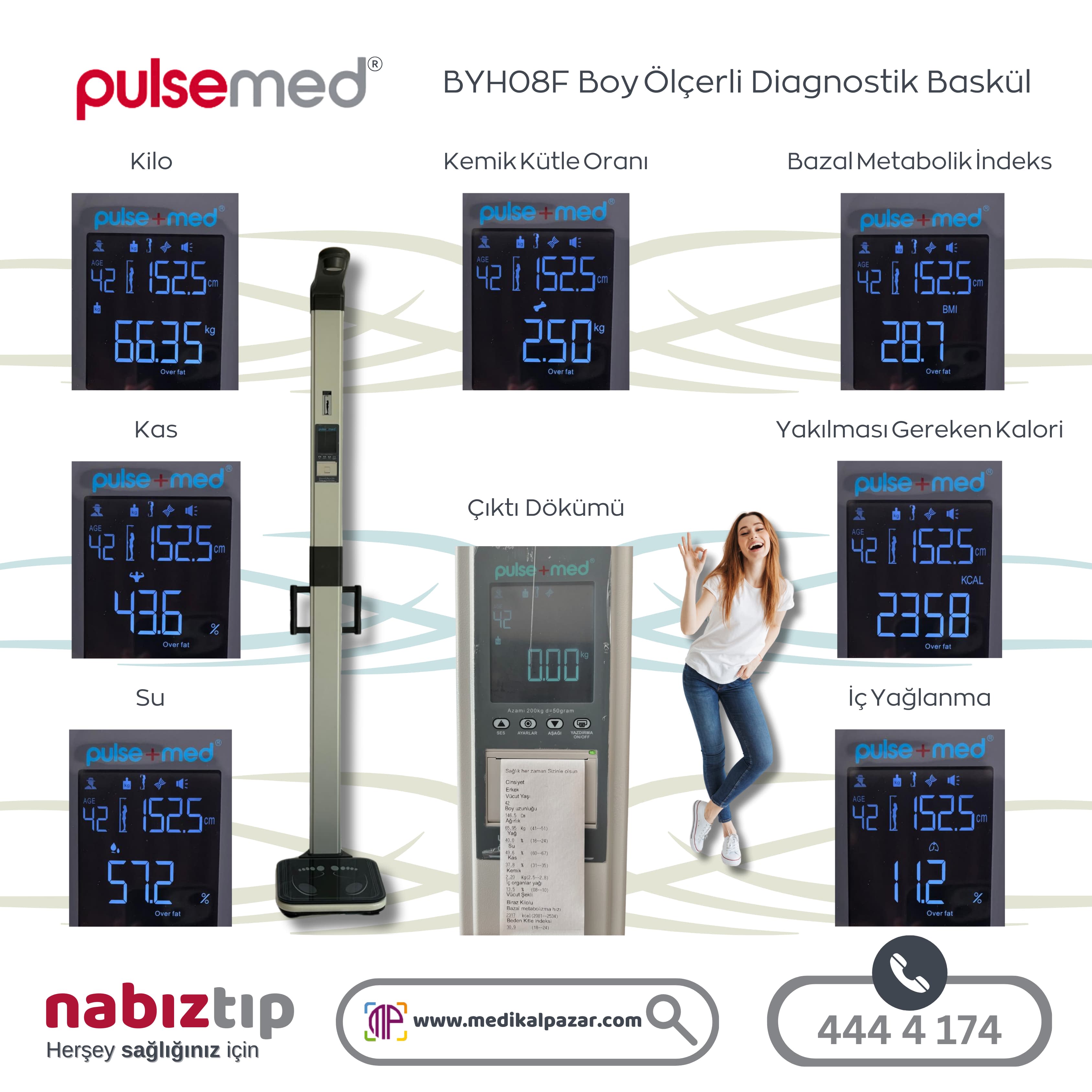 Pulsemed Boy Ölçerli Dijital Diagnostik Baskül BYH08F 2
