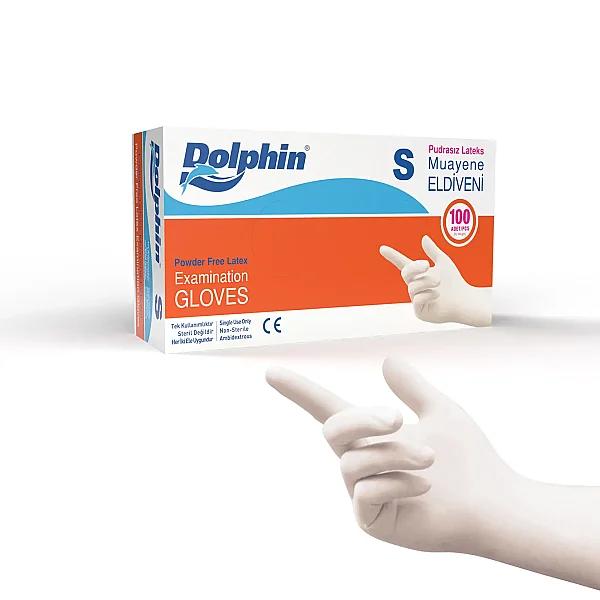 Dolphin Pudrasız Lateks Muayene Eldiveni S Beden 100 Adet x 20 Paket - MDR - Koli