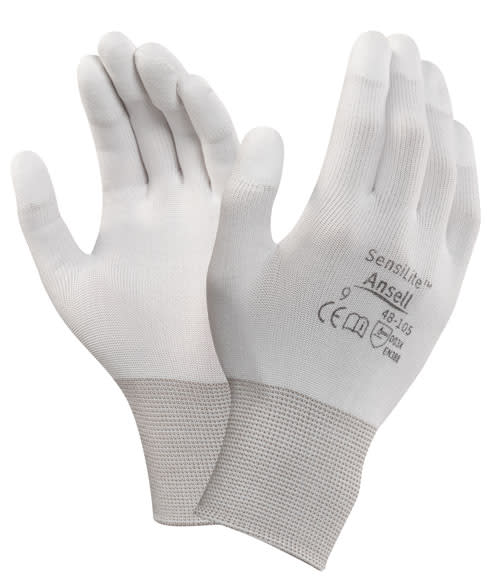 Ansell- HYFLEX® 48-105 Beyaz Parmak Uçları Kaplı Sensilite Poliüretan Kaplı Hassas İş Eldiveni 1 Çift (9 Beden / L) 7