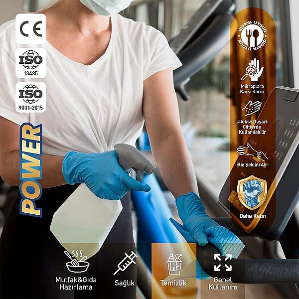 Dolphin Nitril Muayene Eldiveni Pudrasız Kalın Mavi S Beden 100 Adet x 20 Paket-Koli 6