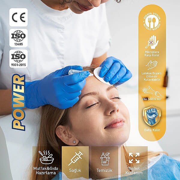 Dolphin Nitril Muayene Eldiveni Pudrasız Kalın Mavi XL Beden 100 Adet x 20 Paket-Koli 3