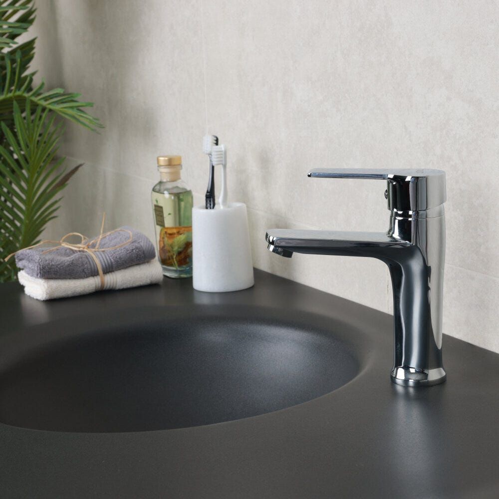 Milano Eco Turbo Basin Mixer Tap with Pop Up Waste & Flexible Pipe