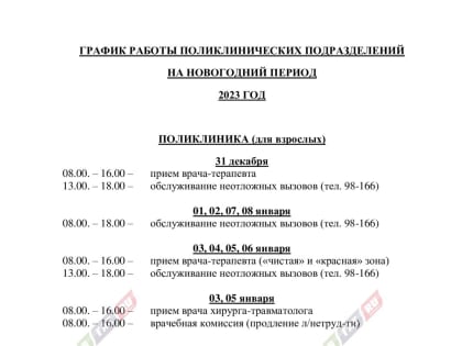 Администрация ГБ проинформировала, как будет работать больница в праздники