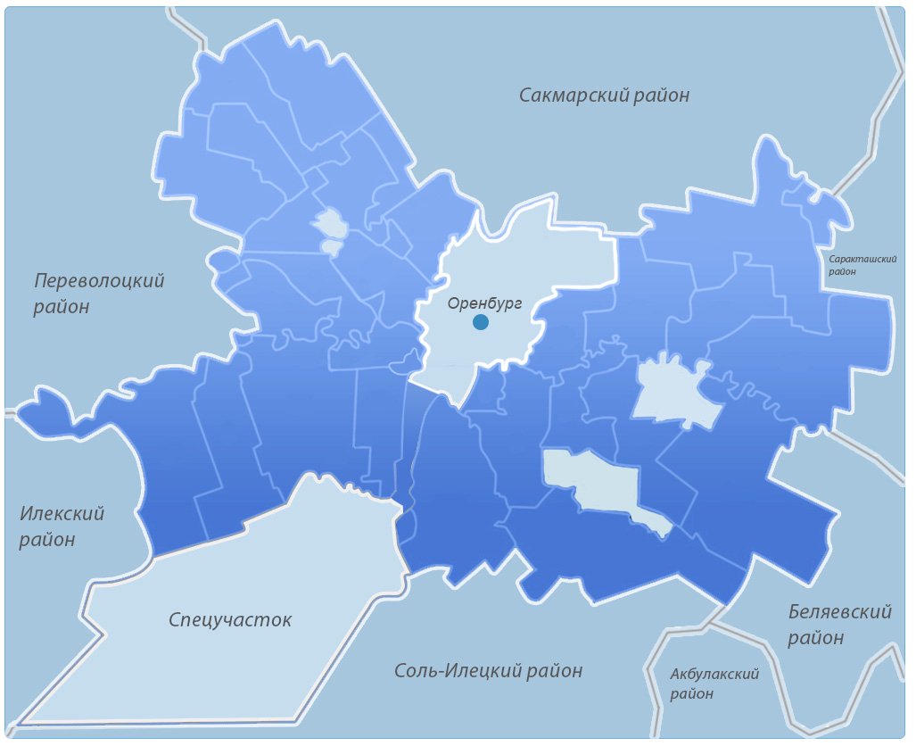 Оренбург карта районов