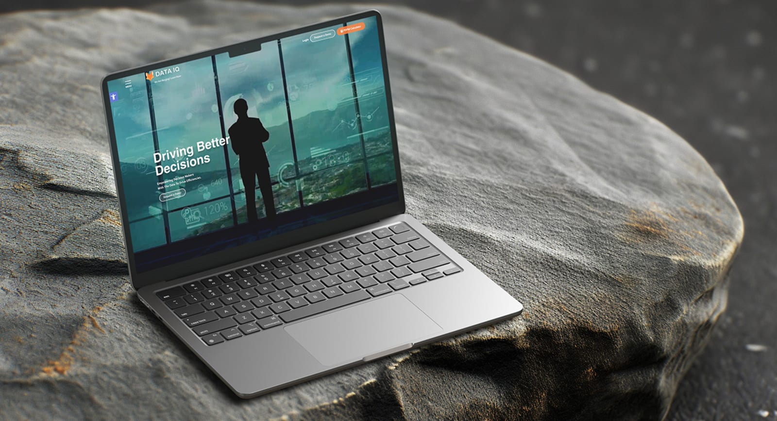 The Data IQ website shown on a laptop