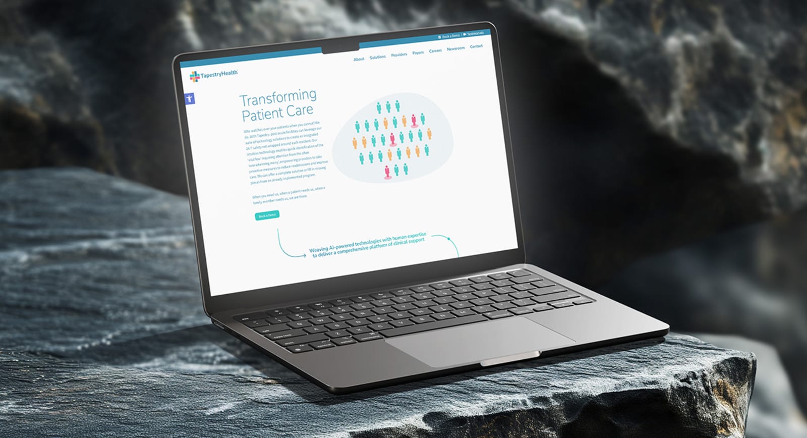 The Tapestry Health website shown on a laptop