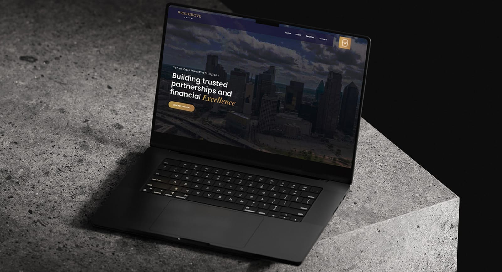 The Westgrove Capital website shown on a laptop