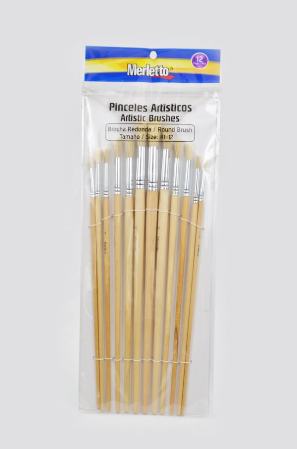 12 Pinceles Artisticos planos - Merletto 