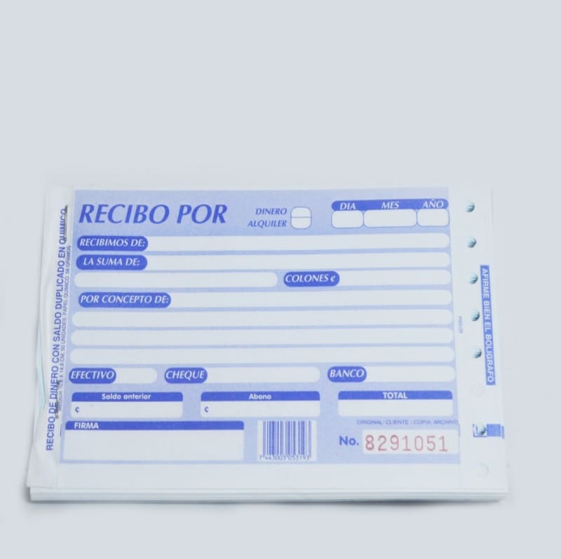 Recibo de dinero con saldo duplicado   — imagen 1