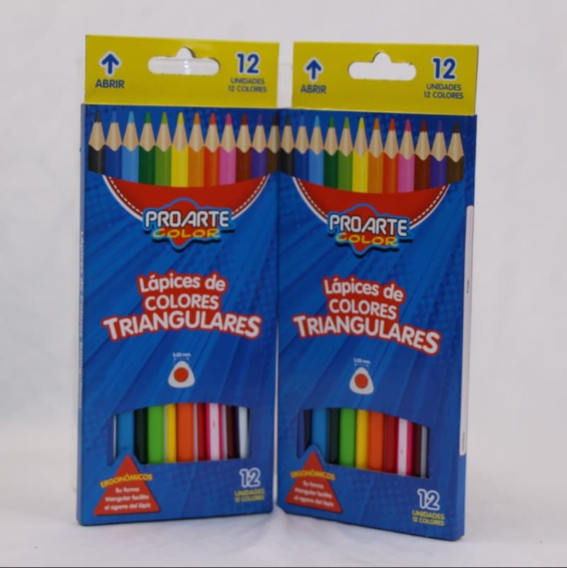 12 Lapices de colores triangulares - Pro arte — imagen 1