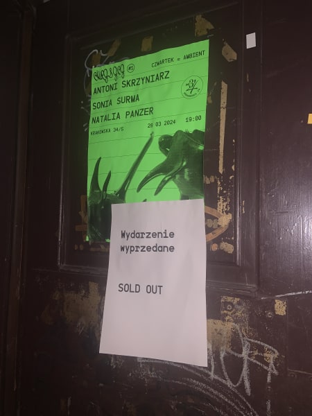 sign showing that show at krakowska is sold out