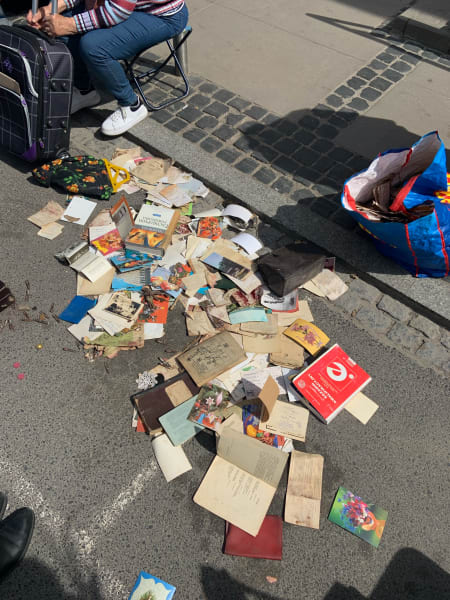 books and paper ephemera spilled all over the place at hala targowa