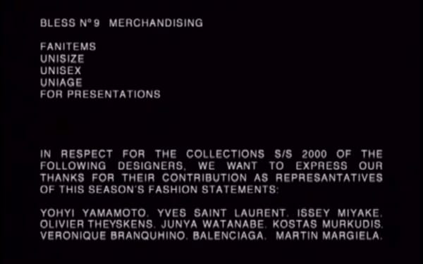 Screenshot from BLESS 9 video with thanks to other designers
