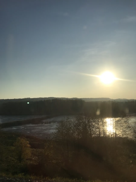 Lakes seen through train window on way to Korsze