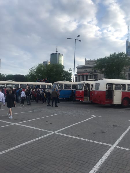 Old bus convention in Warsaw