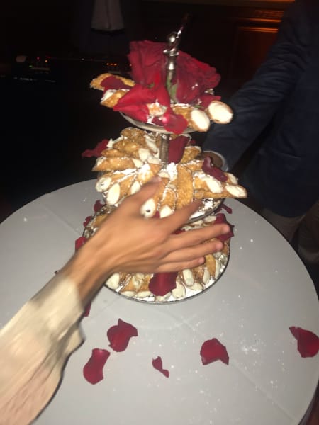 canoli tower with roses