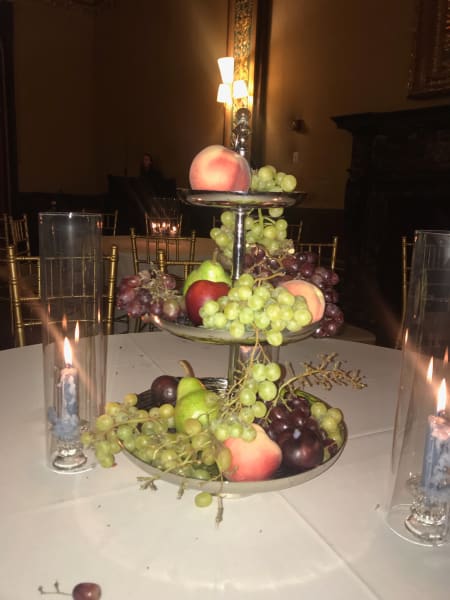 tiered platter with fruit at the wedding