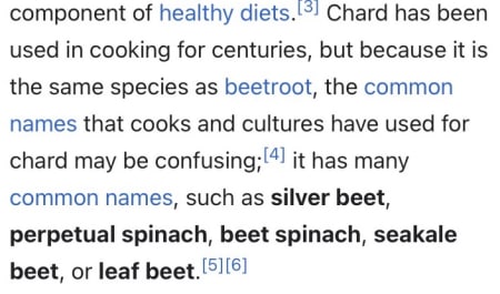 other names for swiss chard, notably perpetual spinach