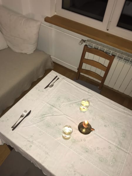 table with candles