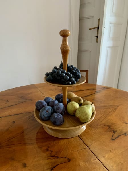 fruit etazerka with autumnal fruit