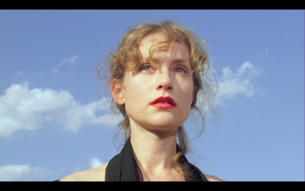 Werner Schroeter - Malina (1991), Isabelle Huppert backlit by blue sky looking perfect