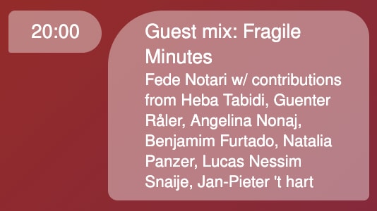 Screenshot of radio worm show schedule and contributors