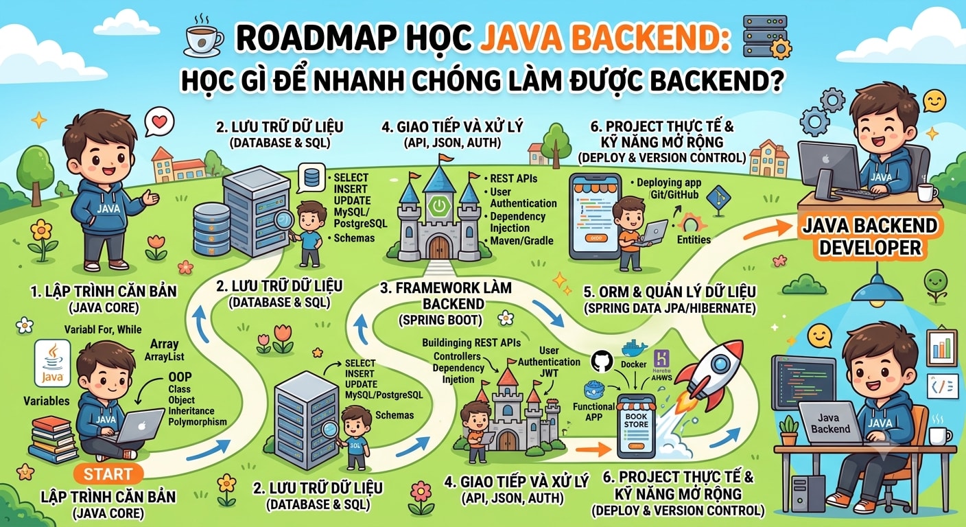 Roadmap học Java Backend: Học gì để nhanh chóng làm được Backend năm 2026