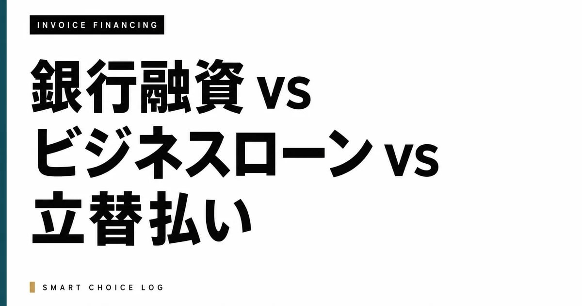 銀行融資 vs ビジネスローン vs 請求書立替払い — スピード・コスト・取引先への影響で3軸比較