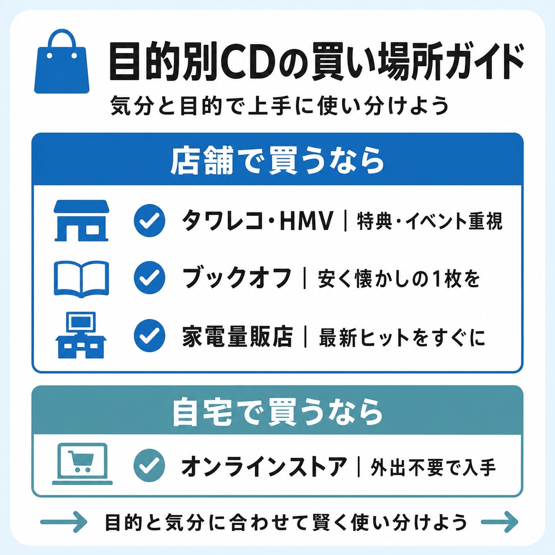 【目的別】あなたに合うCDの買い方はこれ！の図解
